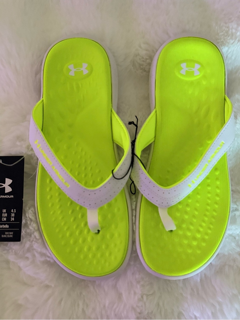 Under Armour Neon Lime and White Women's Flip Flop.